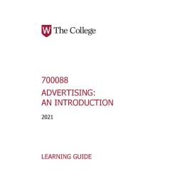 Learning Guide - Advertising - An Introduction (700088) - 2021 Quarter 2 V1.0