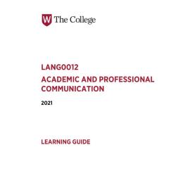 Learning Guide - Academic and Professional Communication (LANG0012) - 2021 Quarter 3 V2.0