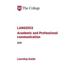 Learning Guide - Academic and Professional Communication (LANG0012) - 2021 Quarter 3 V3.0