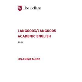 Learning Guide - Academic English (LANG0003-LANG0005) - 2021 Quarter 3 V1.0