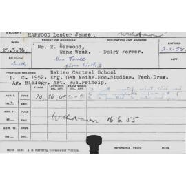 HARWOOD, Lester James (Course Not Identified)