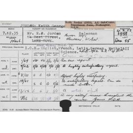 JORDAN, Keith George (Hawkesbury Diploma of Agriculture (HDA))