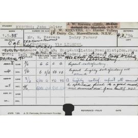 KEEVERS, John Walter (Hawkesbury Diploma in Dairy (HDD))