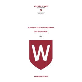 Learning Guide - Academic Skills for Business (700248-900098) - Term 2 2019