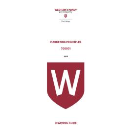 Learning Guide - 700001 Marketing Principles 2019 Term 3