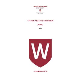 Learning Guide - 700013 Systems Analysis and Design 2019 Term 3