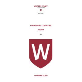 Learning Guide - 700018 Engineering Computing 2019 Term 3