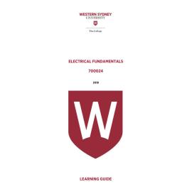 Learning Guide - 700024 Electrical Fundamentals 2019 Term 3