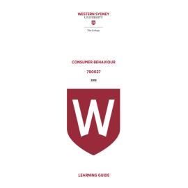 Learning Guide - 700027 Consumer Behaviour 2019 Term 3