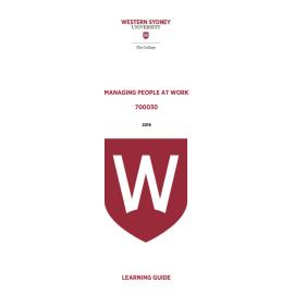 Learning Guide - 700030 Managing People at Work 2019 Term 3
