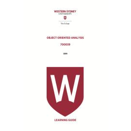 Learning Guide - 700039 Object Oriented Analysis 2019 Term 3