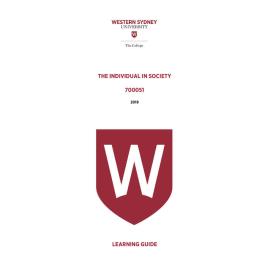 Learning Guide - 700051 The Individual in Society 2019 Term 3