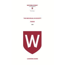 Learning Guide - 700051 The Individual in Society 2019 Term 3 LG v2.0
