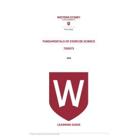 Learning Guide - 700073 Fundamentals of Exercise Science 2019 Term 3 LG v2.0