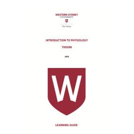 Learning Guide - 700098 Introduction to Physiology 2019 Term 3 LG v3.0