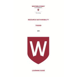 Learning Guide - 700099 Resource Sustainability 2019 Term 3