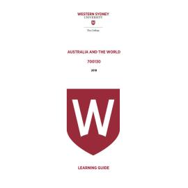 Learning Guide - 700130 Australia and the World 2019 Term 3