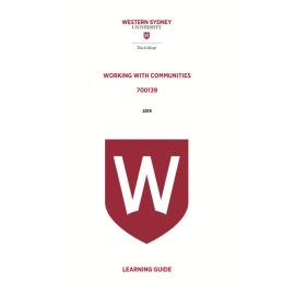 Learning Guide - 700139 Working with Communities 2019 Term 3