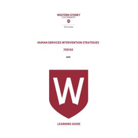Learning Guide - 700142 Human Services Intervention Strategies 2019 Term 3