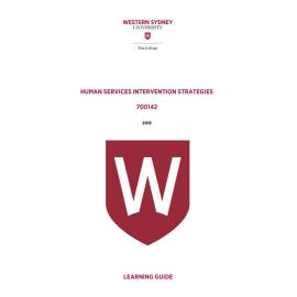 Learning Guide - 700142 Human Services Intervention Strategies 2019 Term 3 LG v2.0