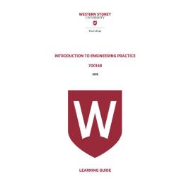 Learning Guide - 700148 Introduction to Engineering Practice 2019 Term 3