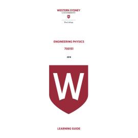 Learning Guide - 700151 Engineering Physics 2019 Term 3