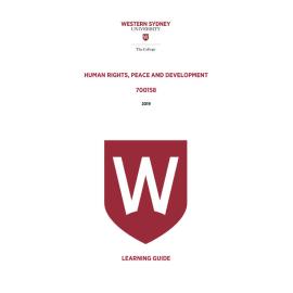 Learning Guide - 700158 Human Rights Peace and Development 2019 Term 3