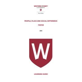 Learning Guide - 700159 People Place and Social Difference 2019 Term 3