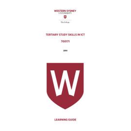 Learning Guide - 700171 Tertiary Study Skills in ICT 2019 Term 3