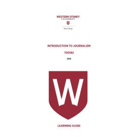 Learning Guide - 700182 Introduction to Journalism 2019 Term 3