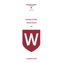 Learning Guide - 700206 / 900023 Business Studies 2019 Term 3