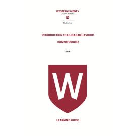 Learning Guide - 700220 / 900082 Introduction to Human Behaviour 2019 Term 3