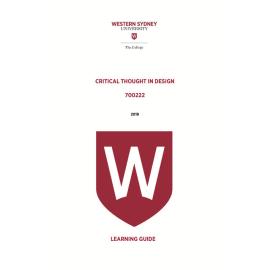 Learning Guide - 700222 Critical Thought in Design 2019 Term 3