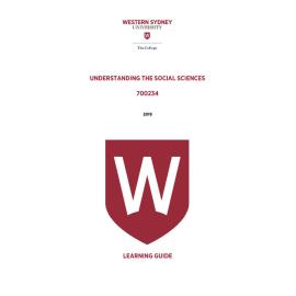 Learning Guide - 700234 Understanding the Social Sciences 2019 Term 3 LG v3.0