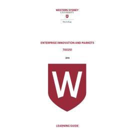 Learning Guide - 700251 Enterprise Innovation and Markets 2019 Term 3