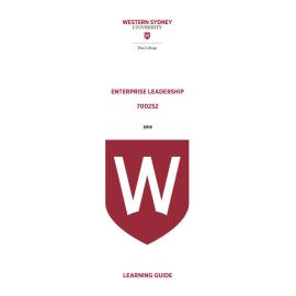 Learning Guide - 700252 Enterprise Leadership 2019 Term 3