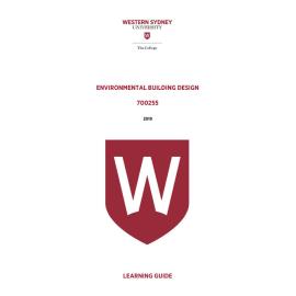 Learning Guide - 700255 Environmental Building Design 2019 Term 3