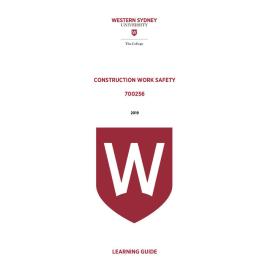 Learning Guide - 700256 Construction Work Safety 2019 Term 3 LG v2.0