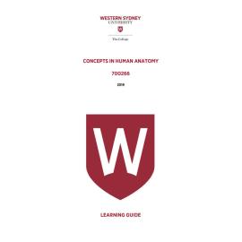 Learning Guide - 700266 Concepts in Human Anatomy 2019 Term 3 LG v2.0