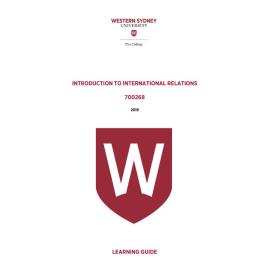 Learning Guide - 700268 Introduction to International Relations 2019 Term 3