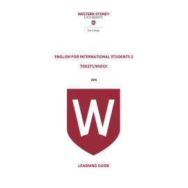 Learning Guide - 700271 / 900121 English for International Students 2 2019 Term 3