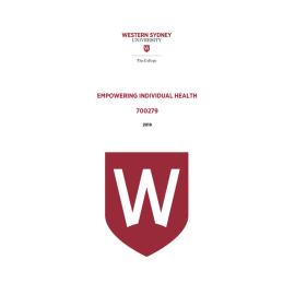 Learning Guide - 700279 Empowering Individual Health 2019 Term 3