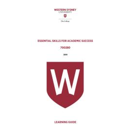 Learning Guide - 700280 Essential Skills for Academic Success 2019 Term 3