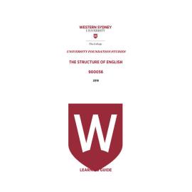 Learning Guide - 900056 The Structure of English 2019 Term 3