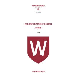 Learning Guide - 900088 Mathematics for Health Science 2019 Term 3