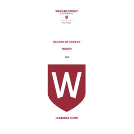 Learning Guide - 900091 Studies of Society 2019 Term 3
