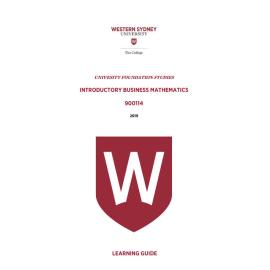 Learning Guide - 900114 Introductory Business Mathematics 2019 Term 3