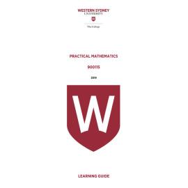 Learning Guide - 900115 Practical Mathematics 2019 Term 3