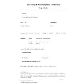 Subject Outline - AEXC47 - Crisis, Adjustment and Development - Autumn pre 2000