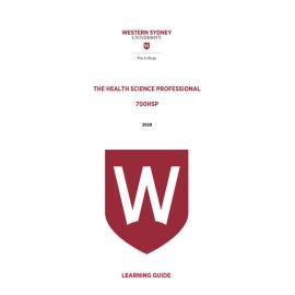 Learning Guide - 700HSP The Health Science Professional Term 1 2020 LG v2.0